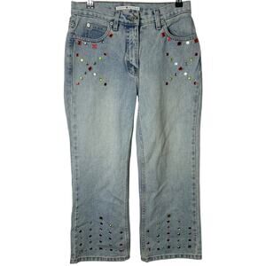 Vintage Tommy Hilfiger Barrel Crop Jeans Y2K Women's Size 6 Artsy Bejeweled